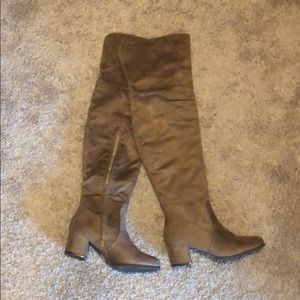 Taupe Knee Hugh Boots